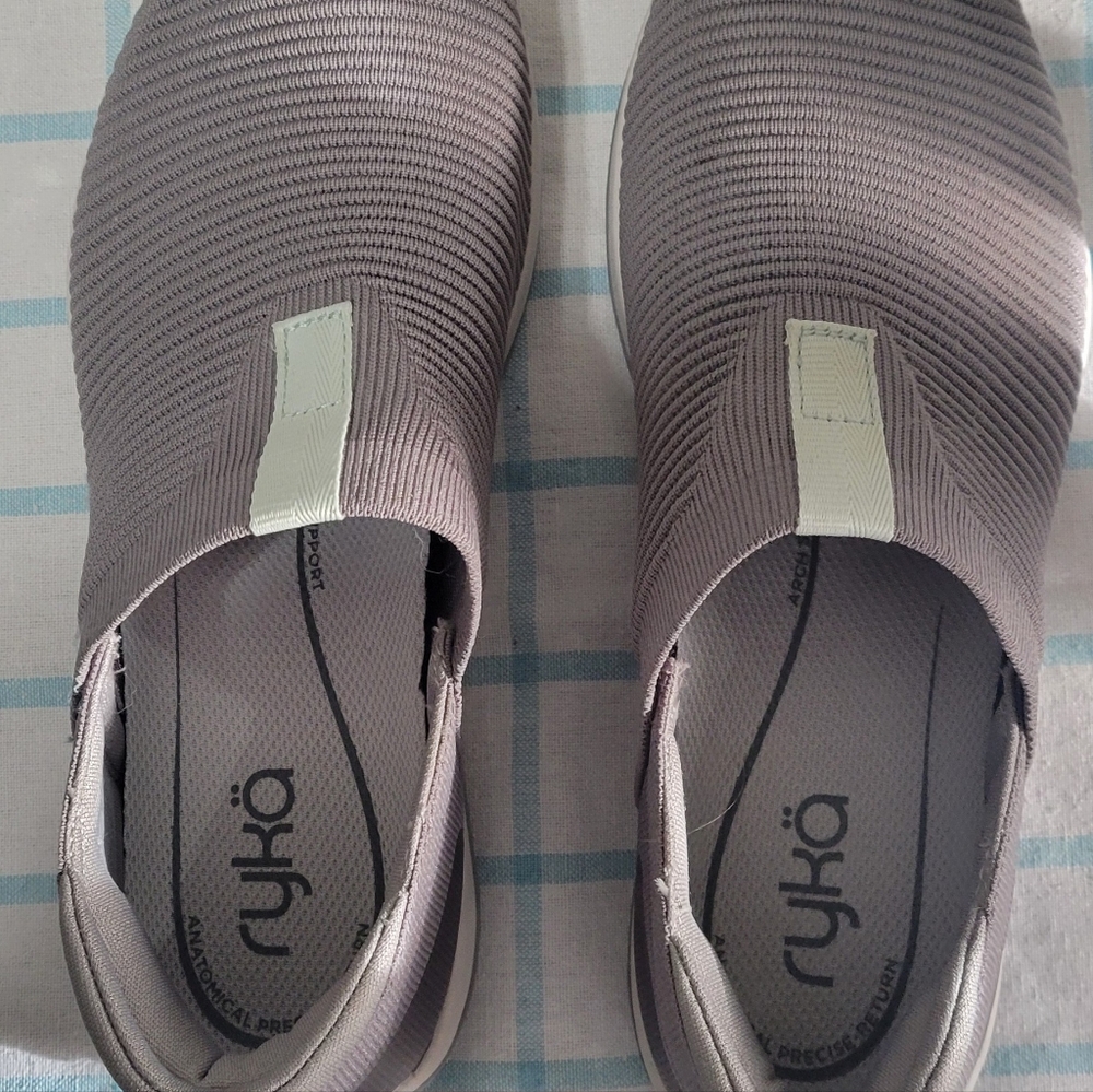 Women's Ryka grey knit slip on shoes size 9